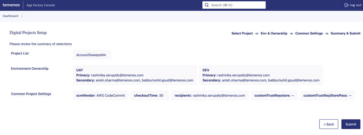 Digital Quick Start - Dynamic Project Creation