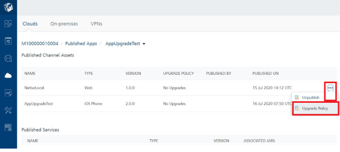 Upgrade Policy to Validate Child App versions in EAS