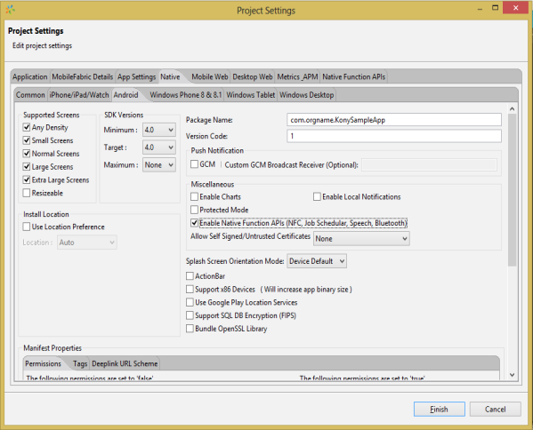 Enabling Native Function APIs in Kony Visualizer Classic