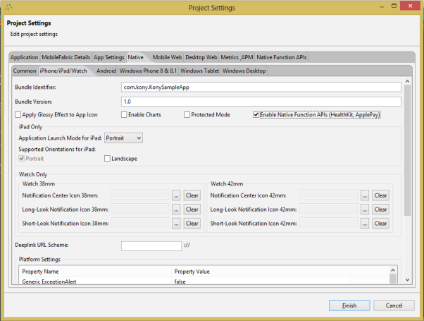 Enabling Native Function APIs in Kony Visualizer Classic